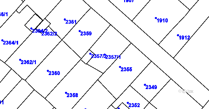 Parcela st. 2357/1 v KÚ Krnov-Horní Předměstí, Katastrální mapa