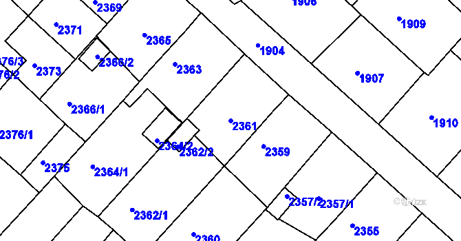 Parcela st. 2361 v KÚ Krnov-Horní Předměstí, Katastrální mapa