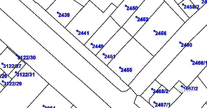 Parcela st. 2451 v KÚ Krnov-Horní Předměstí, Katastrální mapa