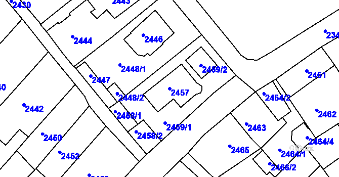 Parcela st. 2457 v KÚ Krnov-Horní Předměstí, Katastrální mapa