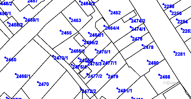 Parcela st. 2475/1 v KÚ Krnov-Horní Předměstí, Katastrální mapa