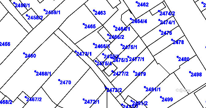 Parcela st. 2475/2 v KÚ Krnov-Horní Předměstí, Katastrální mapa