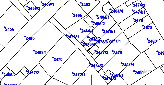 Parcela st. 2475/4 v KÚ Krnov-Horní Předměstí, Katastrální mapa