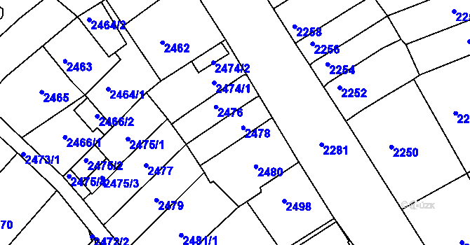 Parcela st. 2478 v KÚ Krnov-Horní Předměstí, Katastrální mapa