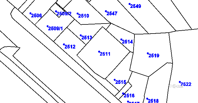 Parcela st. 2511 v KÚ Krnov-Horní Předměstí, Katastrální mapa