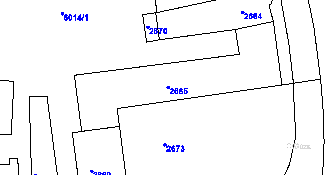 Parcela st. 2665 v KÚ Krnov-Horní Předměstí, Katastrální mapa