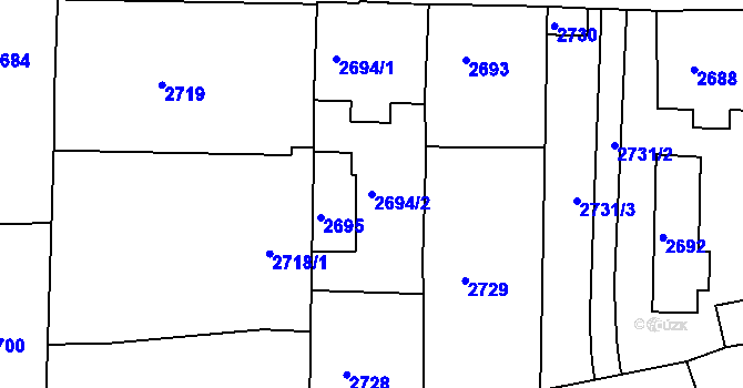 Parcela st. 2694/2 v KÚ Krnov-Horní Předměstí, Katastrální mapa