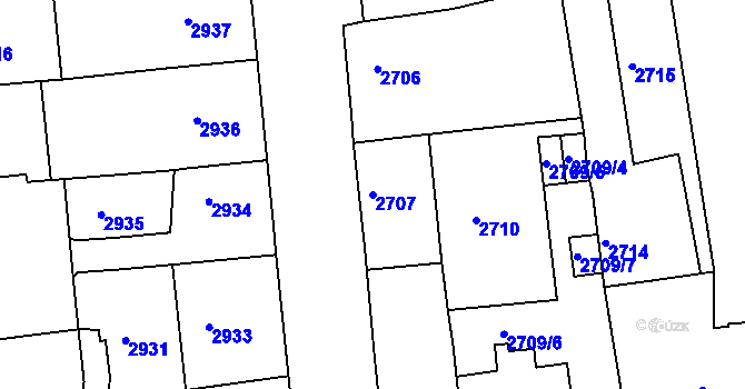 Parcela st. 2707 v KÚ Krnov-Horní Předměstí, Katastrální mapa