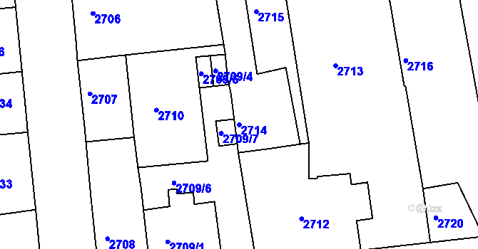 Parcela st. 2714 v KÚ Krnov-Horní Předměstí, Katastrální mapa
