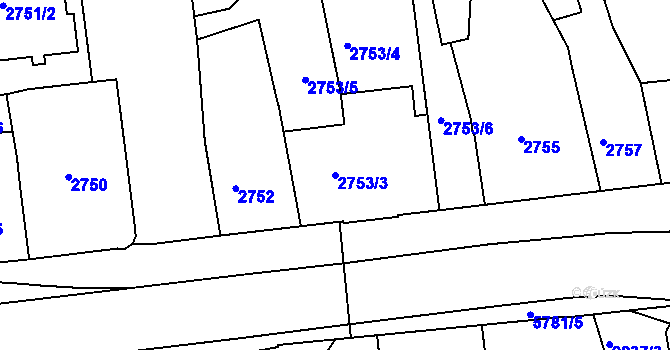 Parcela st. 2753/3 v KÚ Krnov-Horní Předměstí, Katastrální mapa