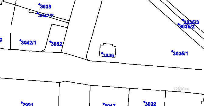 Parcela st. 3036 v KÚ Krnov-Horní Předměstí, Katastrální mapa