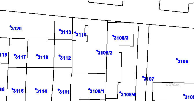 Parcela st. 3108/2 v KÚ Krnov-Horní Předměstí, Katastrální mapa