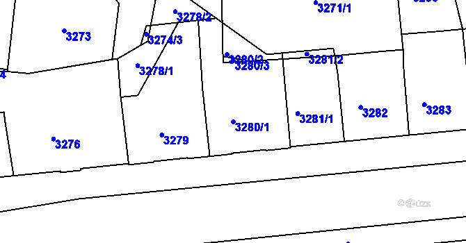 Parcela st. 3280/1 v KÚ Krnov-Horní Předměstí, Katastrální mapa