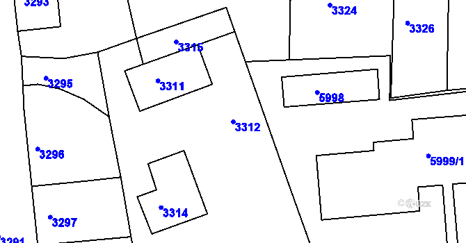 Parcela st. 3312 v KÚ Krnov-Horní Předměstí, Katastrální mapa