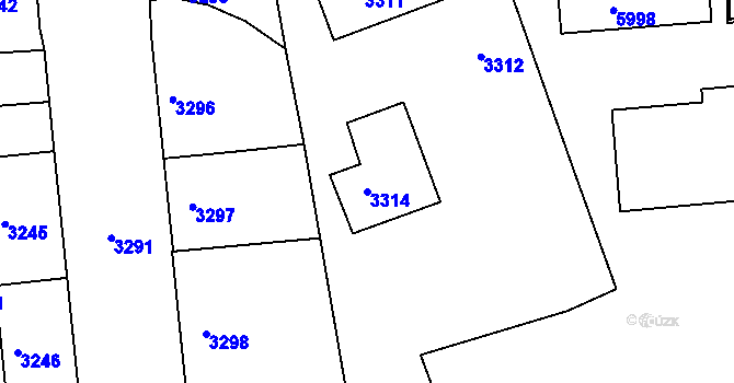 Parcela st. 3314 v KÚ Krnov-Horní Předměstí, Katastrální mapa