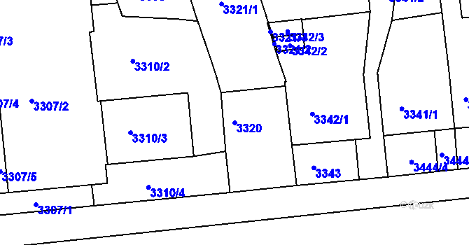 Parcela st. 3320 v KÚ Krnov-Horní Předměstí, Katastrální mapa