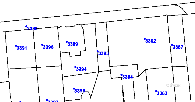 Parcela st. 3393 v KÚ Krnov-Horní Předměstí, Katastrální mapa