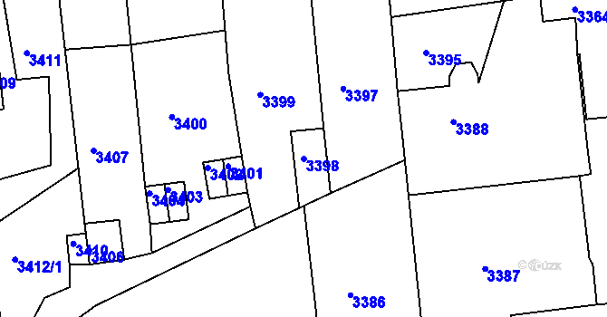 Parcela st. 3398 v KÚ Krnov-Horní Předměstí, Katastrální mapa