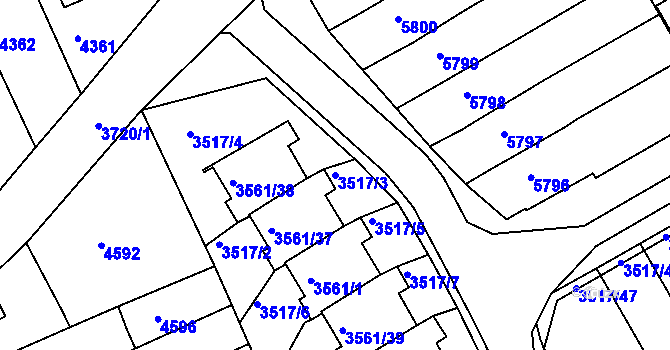Parcela st. 3517/3 v KÚ Krnov-Horní Předměstí, Katastrální mapa