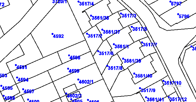 Parcela st. 3517/6 v KÚ Krnov-Horní Předměstí, Katastrální mapa