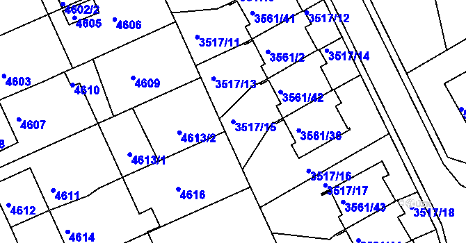 Parcela st. 3517/15 v KÚ Krnov-Horní Předměstí, Katastrální mapa