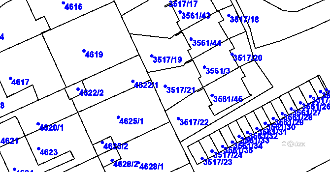 Parcela st. 3517/21 v KÚ Krnov-Horní Předměstí, Katastrální mapa