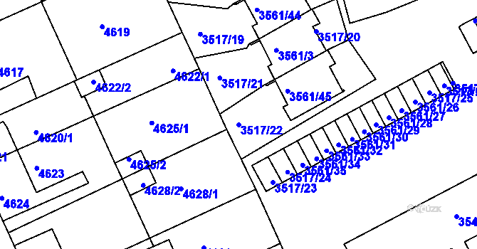 Parcela st. 3517/22 v KÚ Krnov-Horní Předměstí, Katastrální mapa