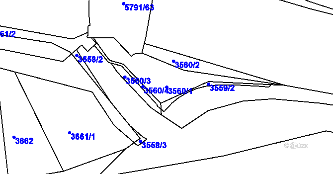 Parcela st. 3560/1 v KÚ Krnov-Horní Předměstí, Katastrální mapa