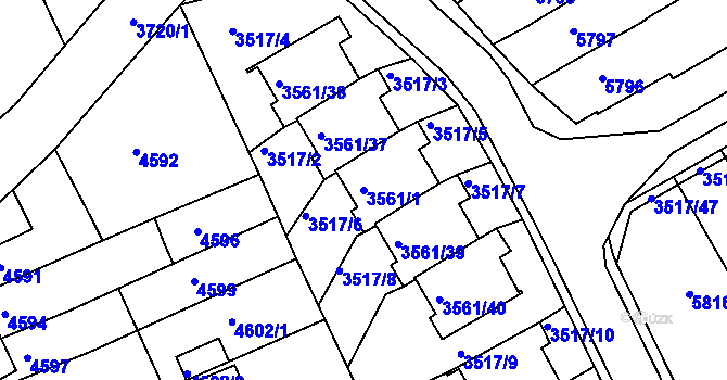 Parcela st. 3561/1 v KÚ Krnov-Horní Předměstí, Katastrální mapa
