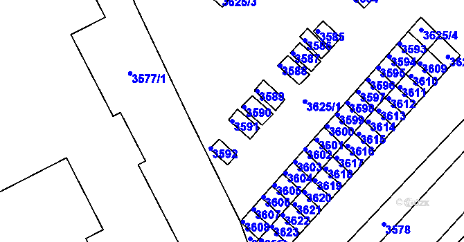 Parcela st. 3591 v KÚ Krnov-Horní Předměstí, Katastrální mapa
