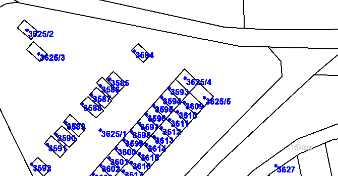 Parcela st. 3593 v KÚ Krnov-Horní Předměstí, Katastrální mapa