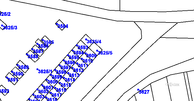 Parcela st. 3625/5 v KÚ Krnov-Horní Předměstí, Katastrální mapa