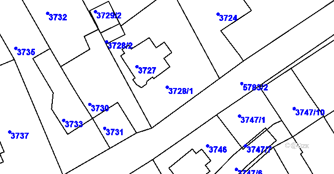 Parcela st. 3728/1 v KÚ Krnov-Horní Předměstí, Katastrální mapa