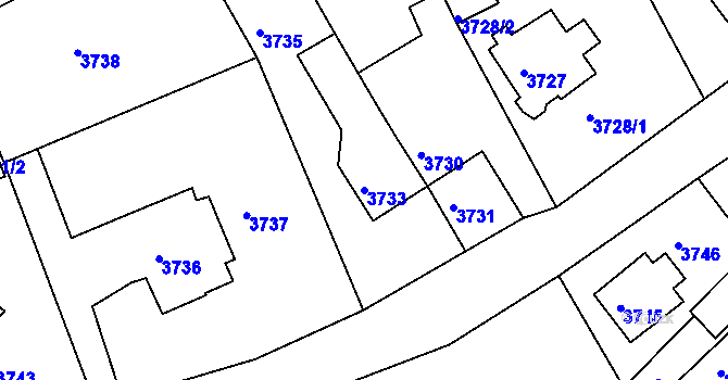 Parcela st. 3733 v KÚ Krnov-Horní Předměstí, Katastrální mapa