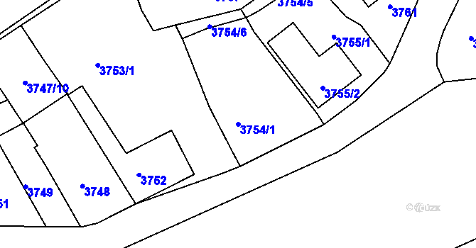 Parcela st. 3754/1 v KÚ Krnov-Horní Předměstí, Katastrální mapa