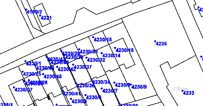 Parcela st. 4230/14 v KÚ Krnov-Horní Předměstí, Katastrální mapa