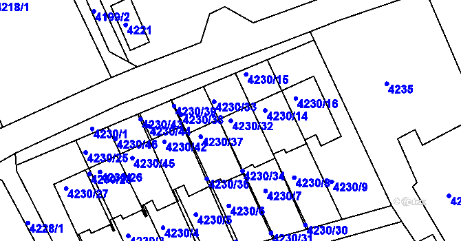Parcela st. 4230/32 v KÚ Krnov-Horní Předměstí, Katastrální mapa