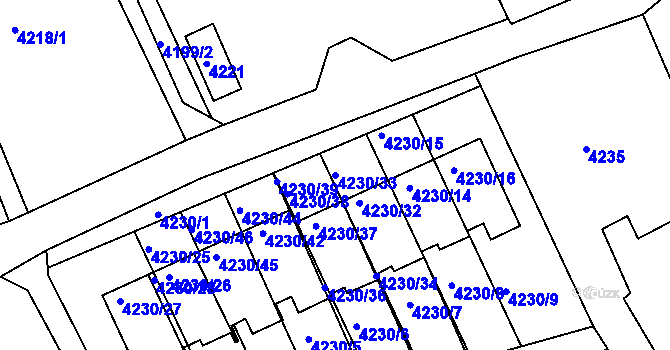 Parcela st. 4230/33 v KÚ Krnov-Horní Předměstí, Katastrální mapa