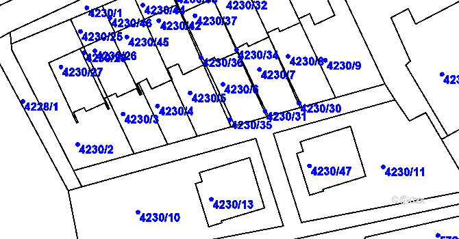 Parcela st. 4230/35 v KÚ Krnov-Horní Předměstí, Katastrální mapa