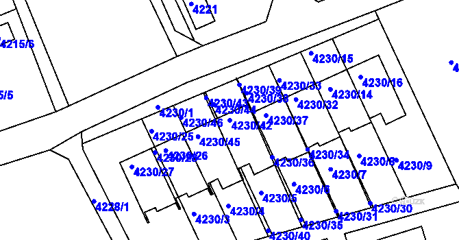 Parcela st. 4230/42 v KÚ Krnov-Horní Předměstí, Katastrální mapa