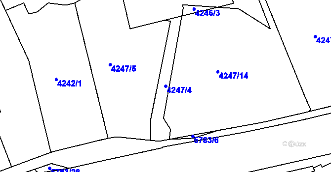 Parcela st. 4247/4 v KÚ Krnov-Horní Předměstí, Katastrální mapa