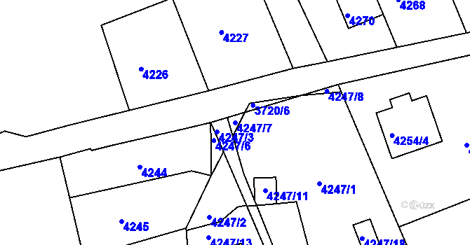 Parcela st. 4247/7 v KÚ Krnov-Horní Předměstí, Katastrální mapa