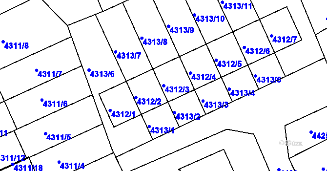 Parcela st. 4312/3 v KÚ Krnov-Horní Předměstí, Katastrální mapa