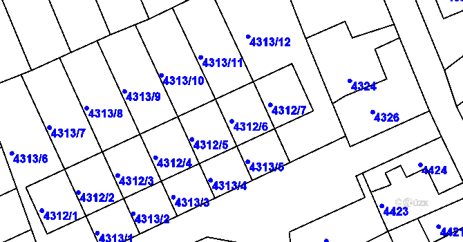 Parcela st. 4312/6 v KÚ Krnov-Horní Předměstí, Katastrální mapa