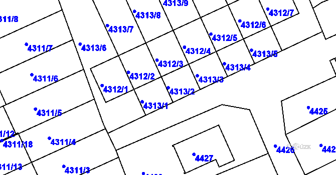Parcela st. 4313/2 v KÚ Krnov-Horní Předměstí, Katastrální mapa