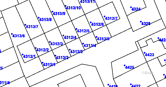 Parcela st. 4313/4 v KÚ Krnov-Horní Předměstí, Katastrální mapa