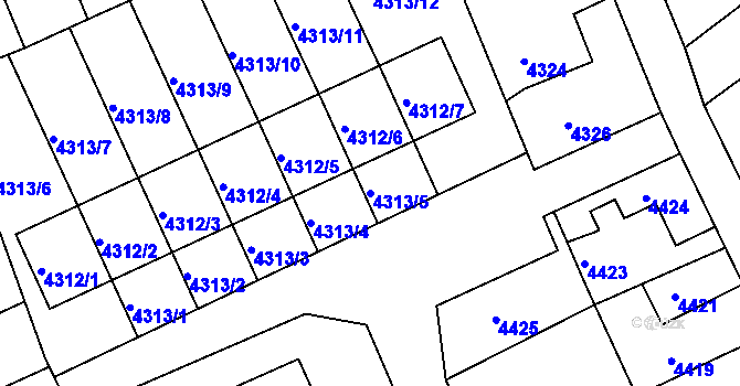 Parcela st. 4313/5 v KÚ Krnov-Horní Předměstí, Katastrální mapa