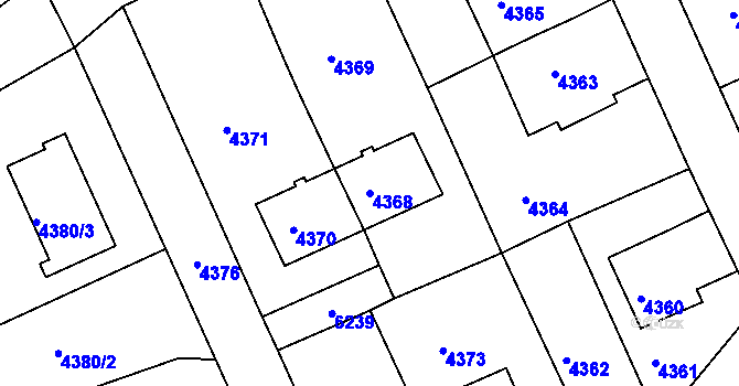 Parcela st. 4368 v KÚ Krnov-Horní Předměstí, Katastrální mapa