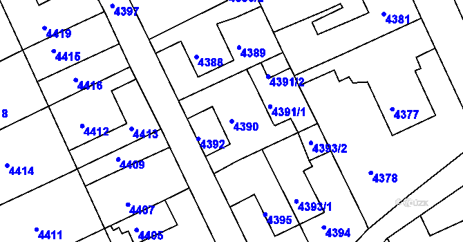 Parcela st. 4390 v KÚ Krnov-Horní Předměstí, Katastrální mapa