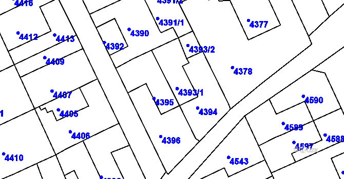 Parcela st. 4393 v KÚ Krnov-Horní Předměstí, Katastrální mapa